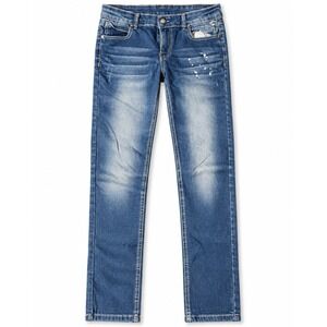Wrangler Girl Jeans Size 14 Blue Stretch Denim Western Distressed Flap Pockets